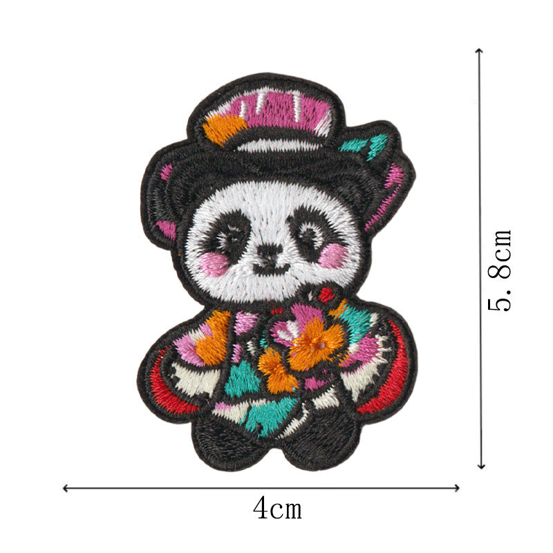 Wholesale 9 Piece Cute Panda Embroidery Patches Iron On For Kids Clothing Towel DIY Decorative Fashion Accessory