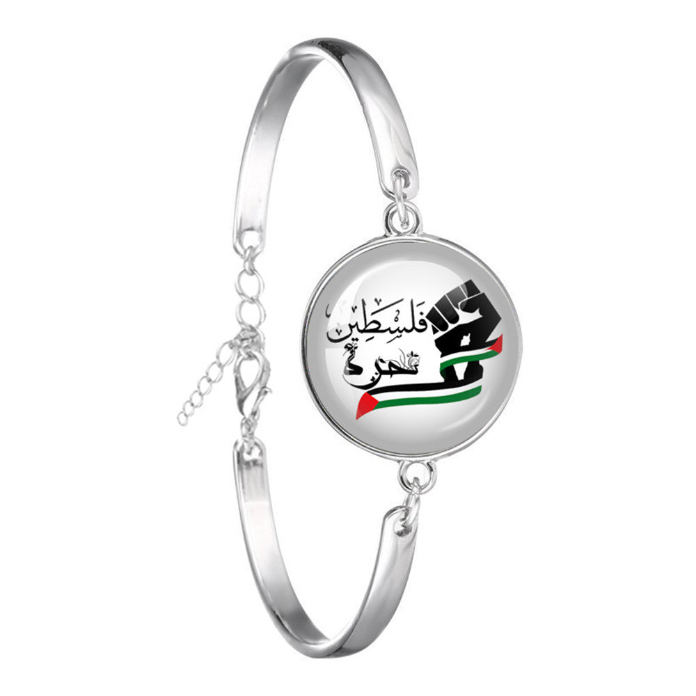 Wholesale Creative Flag Badge Pattern Time Gemstone Bracelet