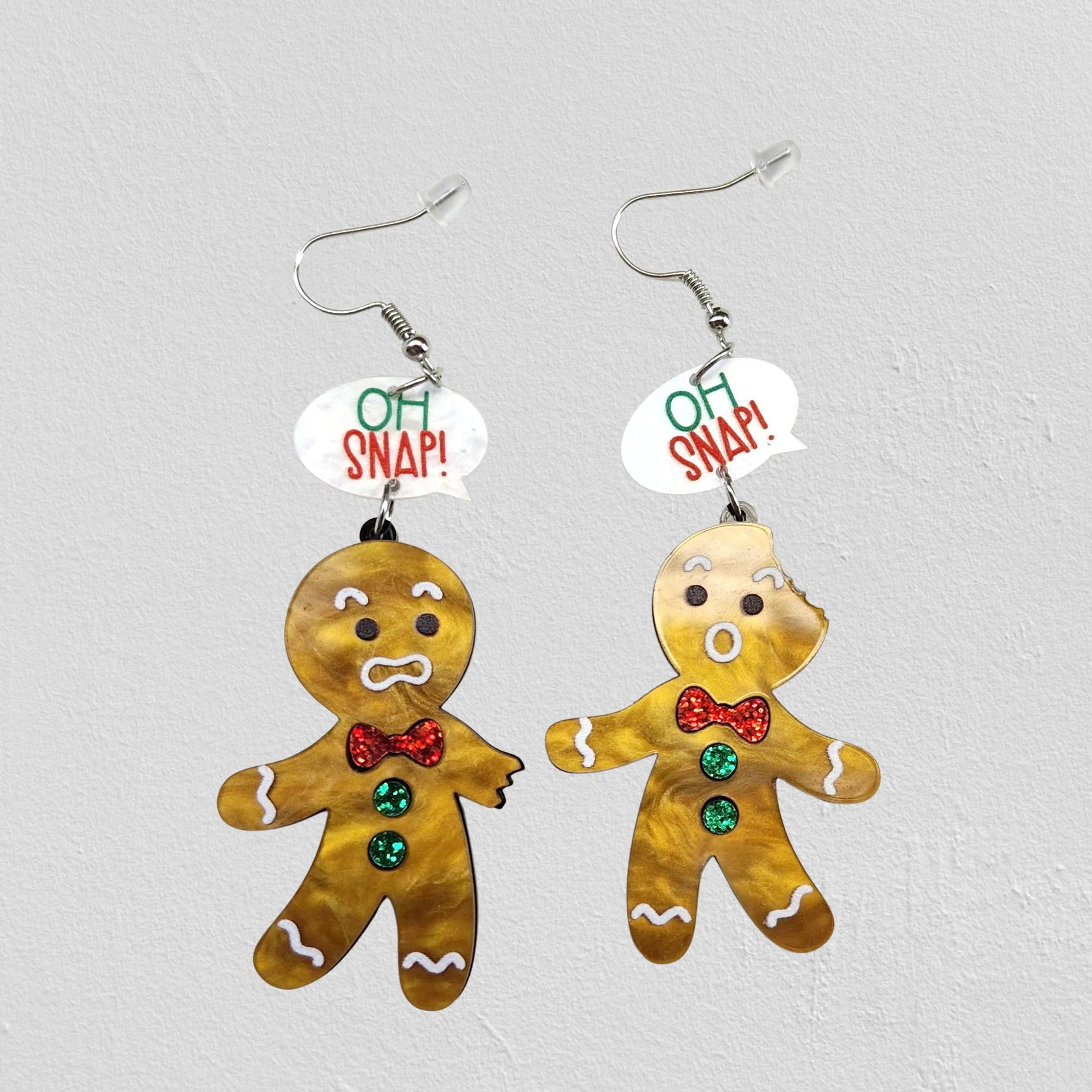 Wholesale Exaggerated Christmas Gingerbread Man Acrylic Glitter Earrings Fashion Party Jewelry Gift