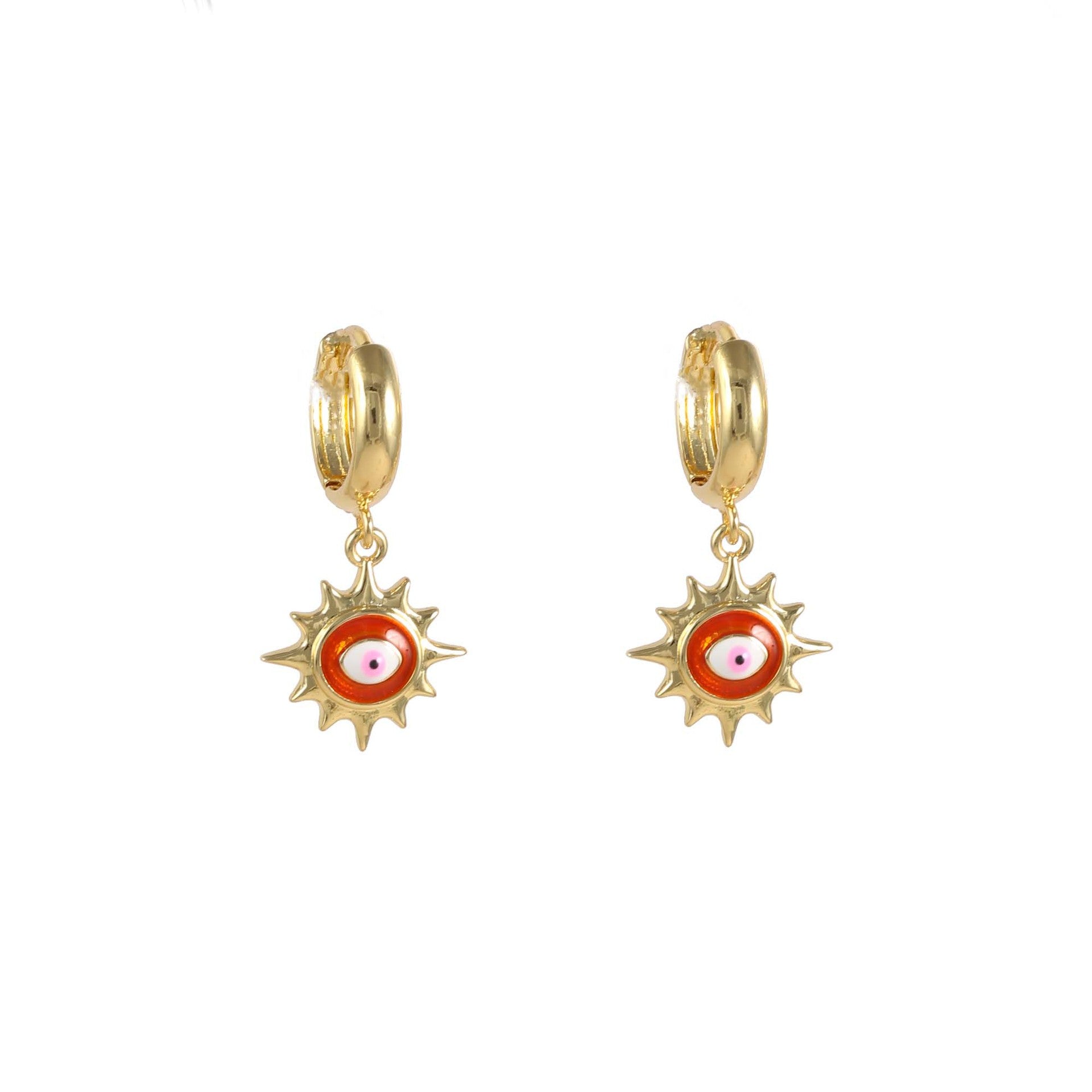 Wholesale Sunflower Devil' s Eye Earrings Copper Gold-Plated Niche Creative Earrings