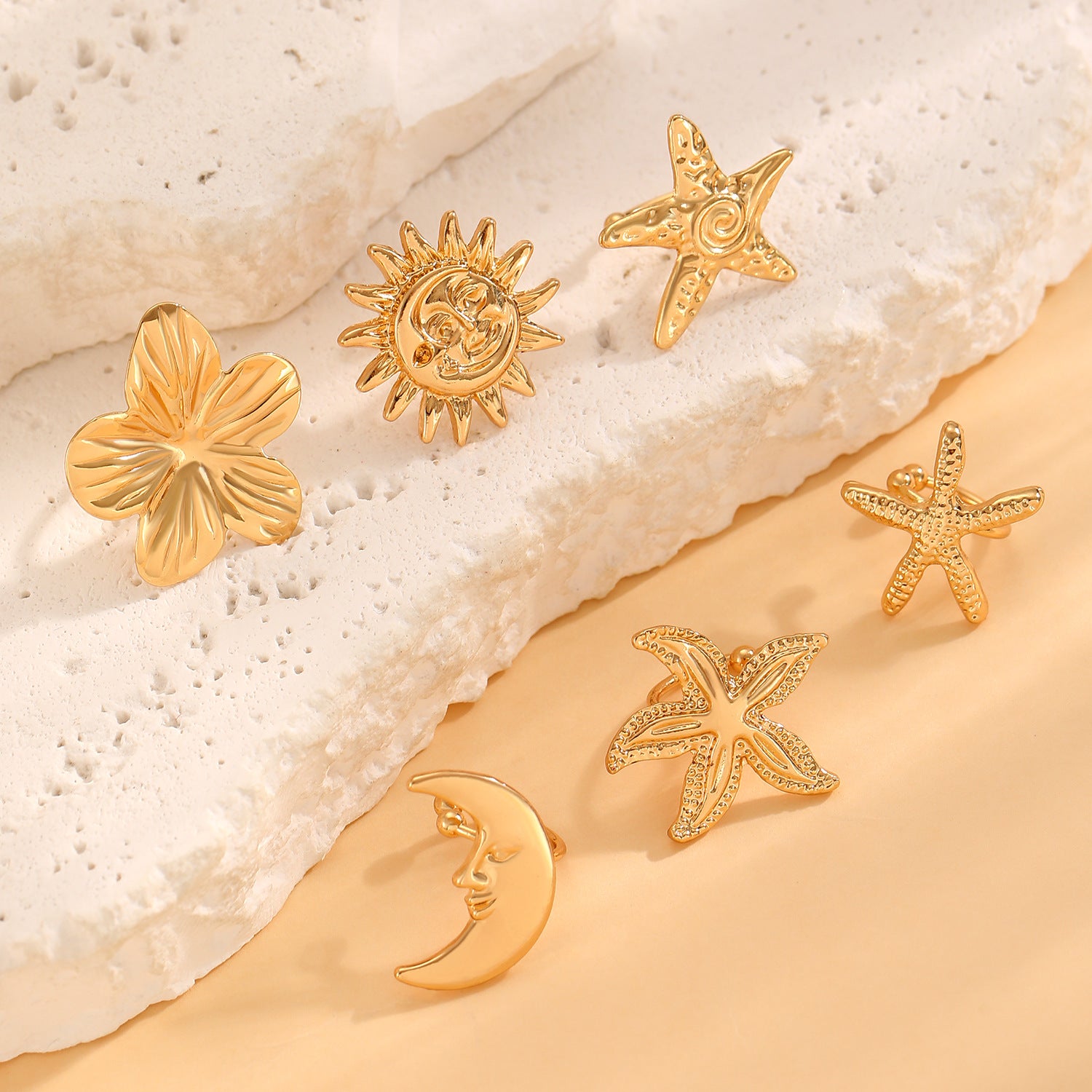 Wholesale Starfish Sun Moon Flower Ear Cuff No Piercing Women Vacation Style Fashion Accessory