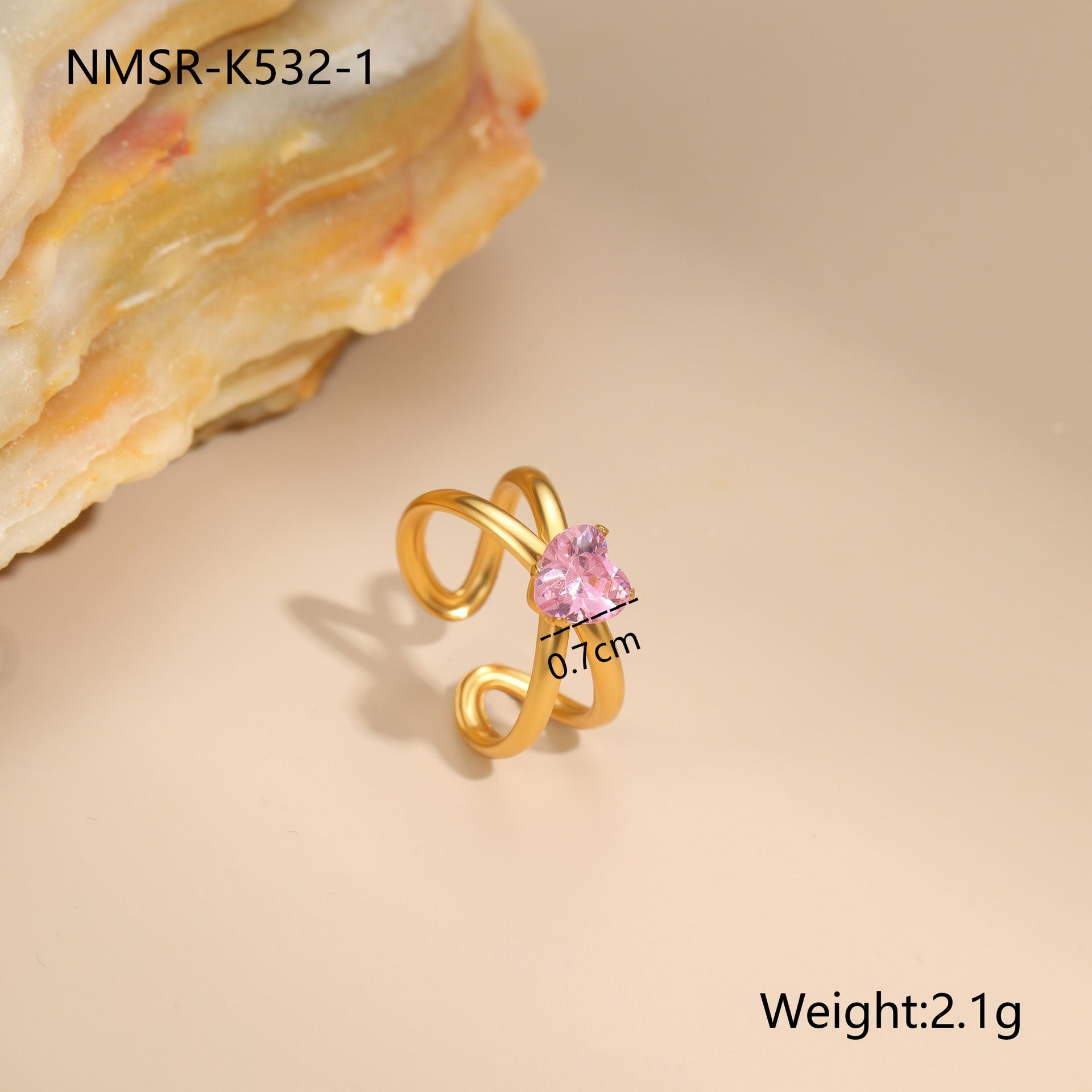 Wholesale Pink zircon Stainless Steel Rings