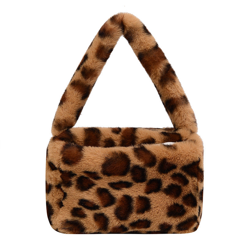 Wholesale Plush Leopard Crossbody Bag