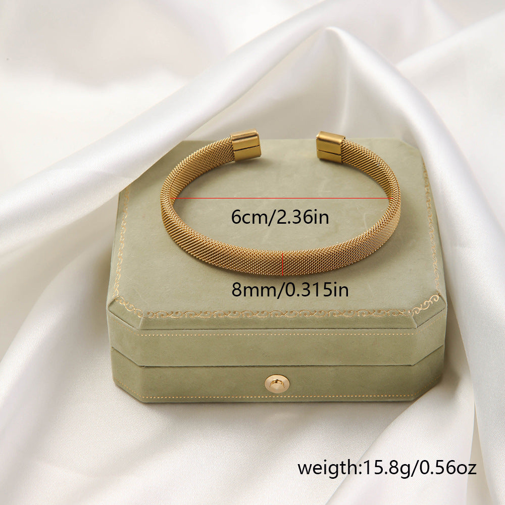 Wholesale Titanium Steel Elastic Irregular Open Bracelet