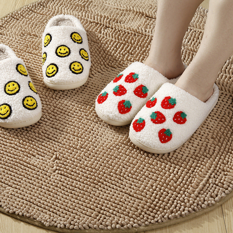 Wholesale Strawberry Warm Winter Soft Bottom Thickened Non-slip Cotton Slippers