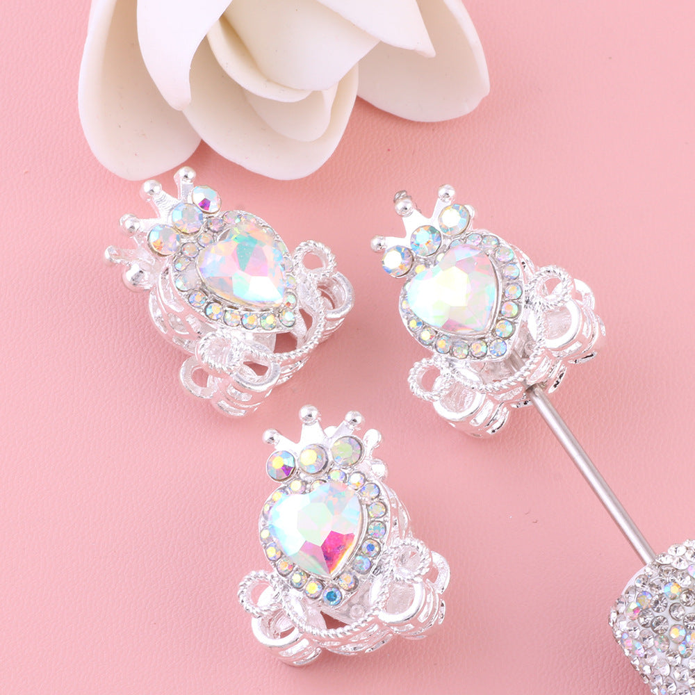 Wholesale 5pcs/pack  Pumpkin carriage heart-shaped crystal alloy rhinestone ball with straight hole  Fancy Beads