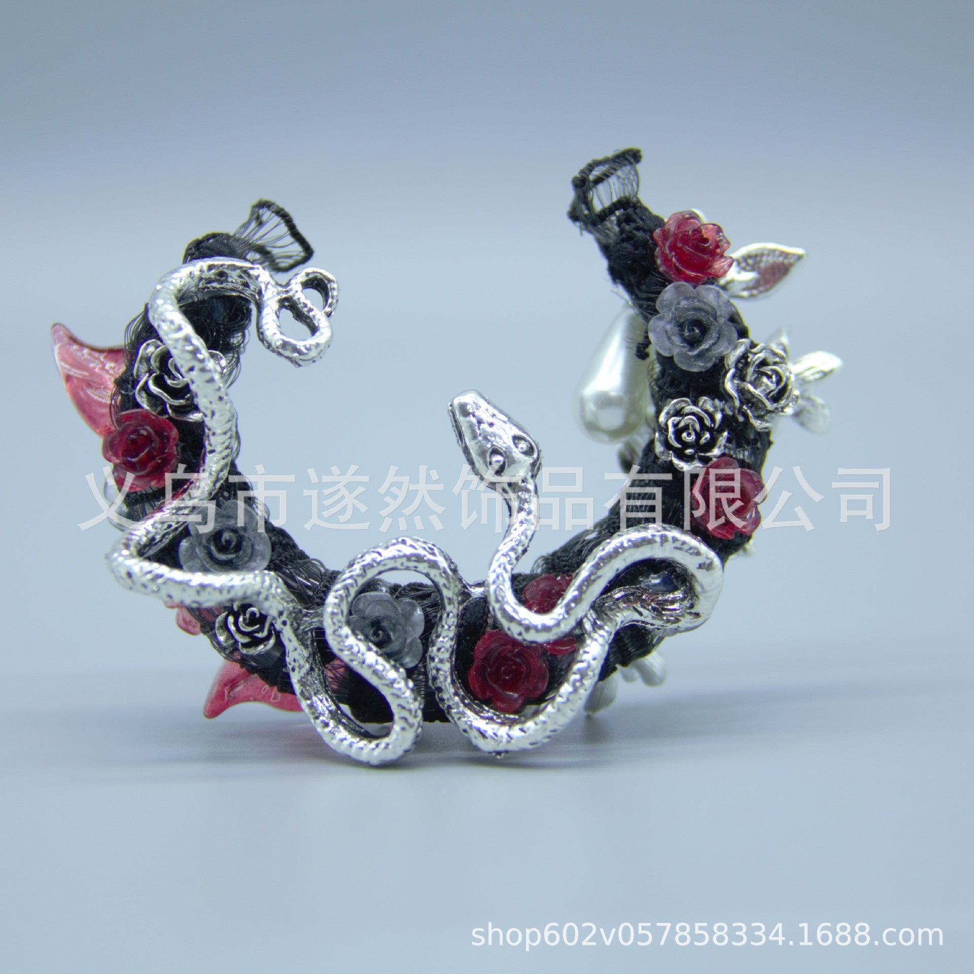 Wholesale 2pcs Heavy Industry Handmade Beads High-grade Snake Holding Moon Dripping Pearl DIY Jewelry Accessories