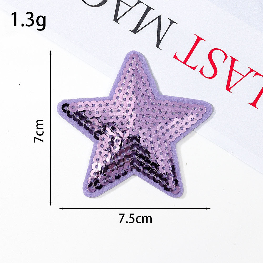 Wholesale Glitter sequined fabric patches,  multi-colored star DIY Patches