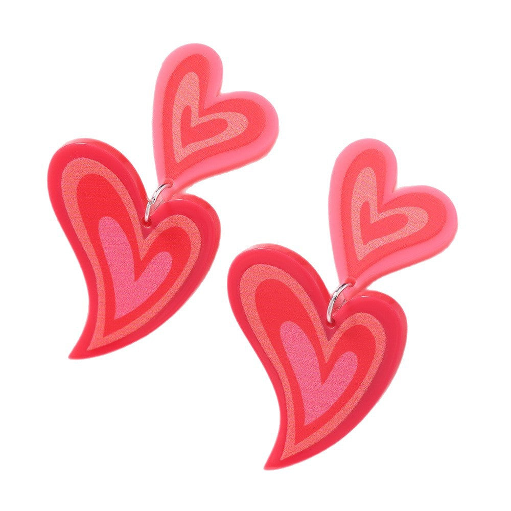 Wholesale Love Sparkling Heart shaped Acrylic Earrings for Valentine' s Day