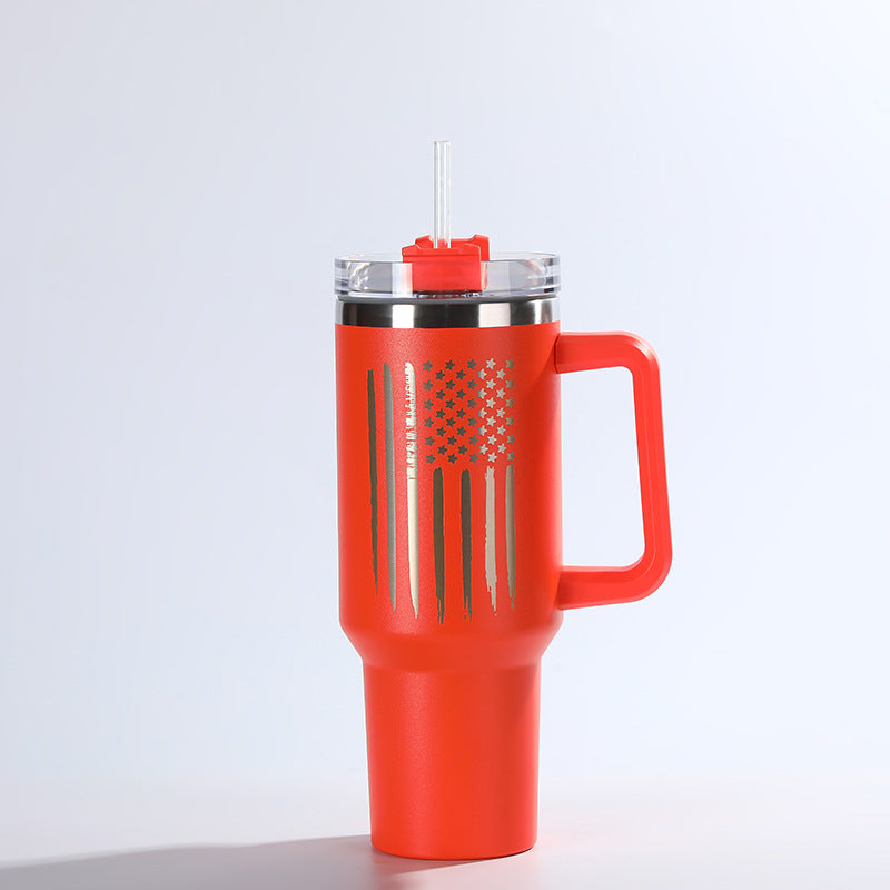 Wholesale 1200ml Car Straw Cup 304 Stainless Steel Handle Cup Car Cup Tumbler Cup