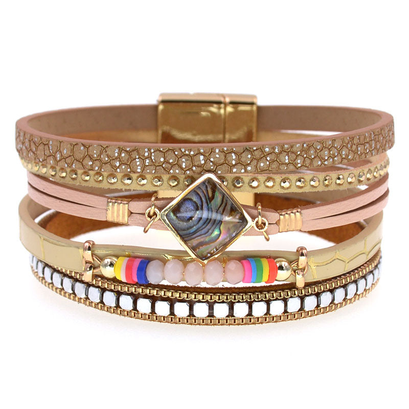 Wholesale Leather Bracelet Fashionable Zircon Accessories