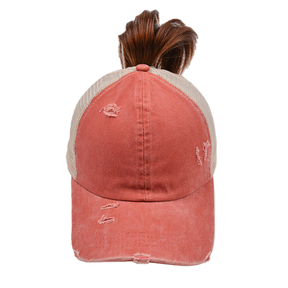 Wholesale Washed Cross Ponytail Fashionable Outdoor Sun Shading Duckbill Hat