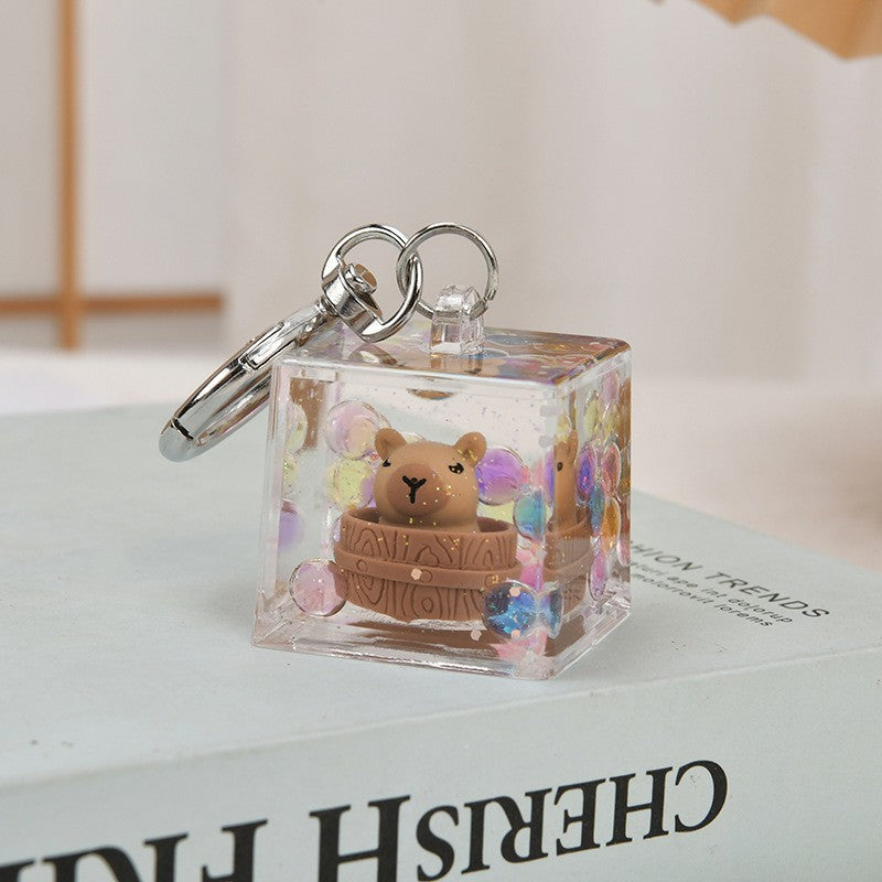 Wholesale Acrylic Creative Capybara Sand Bottle Keychain