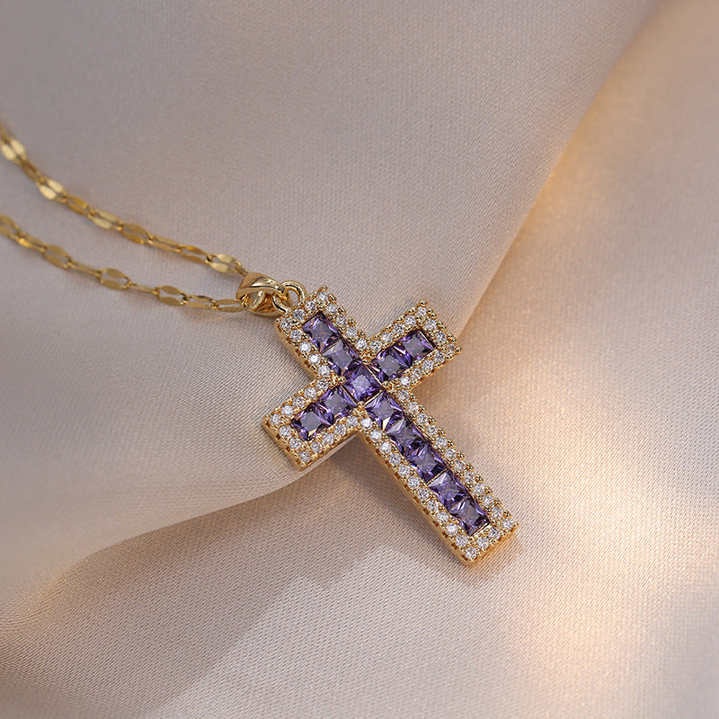 Wholesale Zirconia Cross Design Pendant Necklace