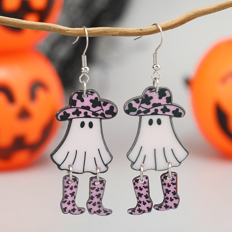 Wholesale Halloween Funny Mushroom Ghost Festival Retro Acrylic Earrings