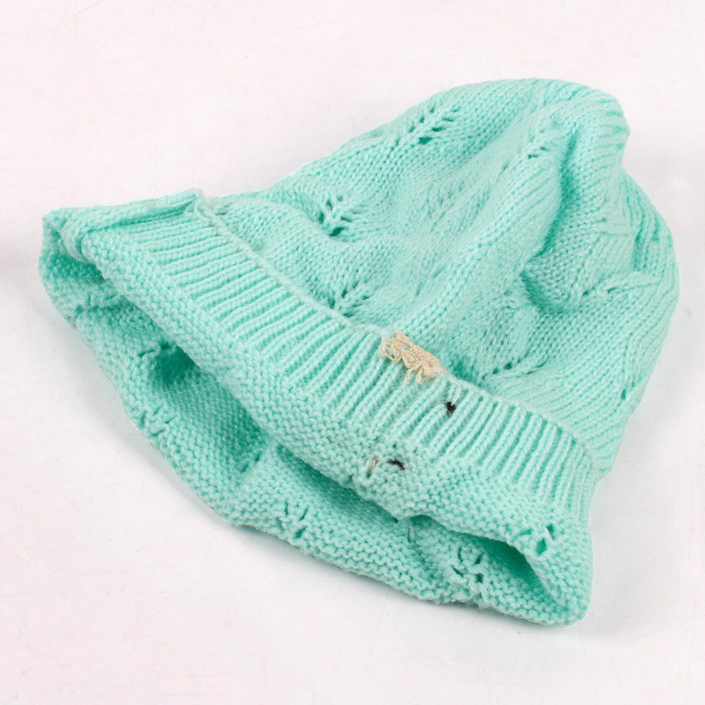 Wholesale Knitted Woolen Cut-out Lace Warm Hat