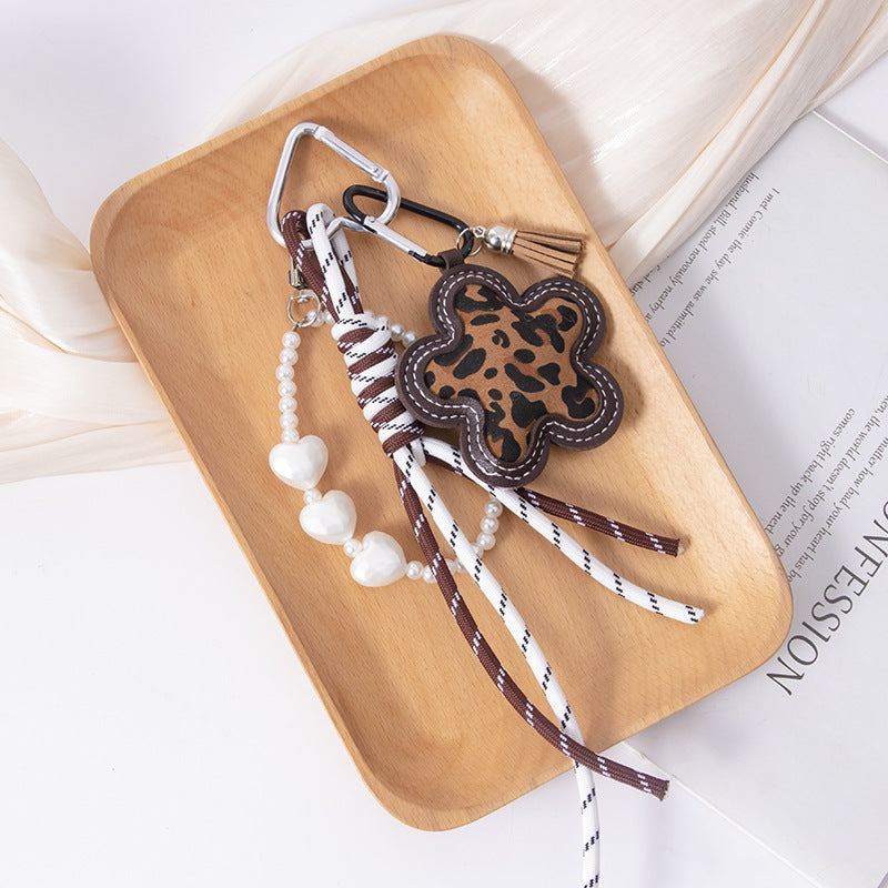 Wholesale Leopard print flower padded 3D keychain