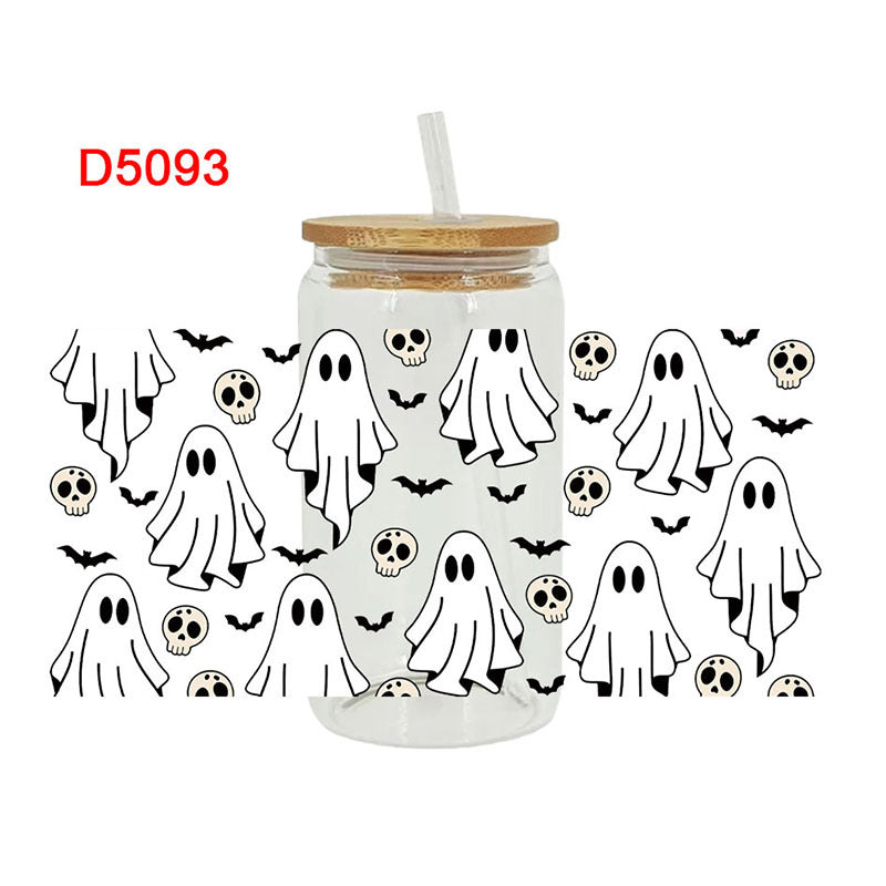 Wholesale Skeleton Ghost Halloween Series  16oz Cup UV DTF Wraps