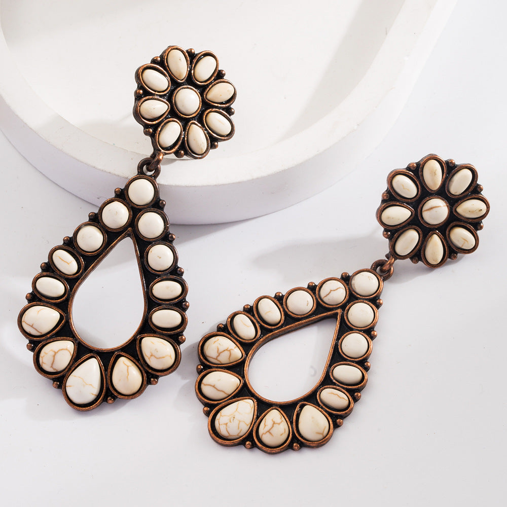 Wholesale Bohemian Turquoise Exaggerated Earrings