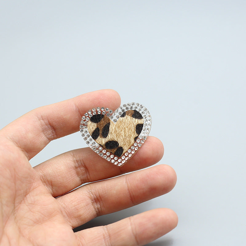 Wholesale Love Leopard Print Rhinestone Patch DIY