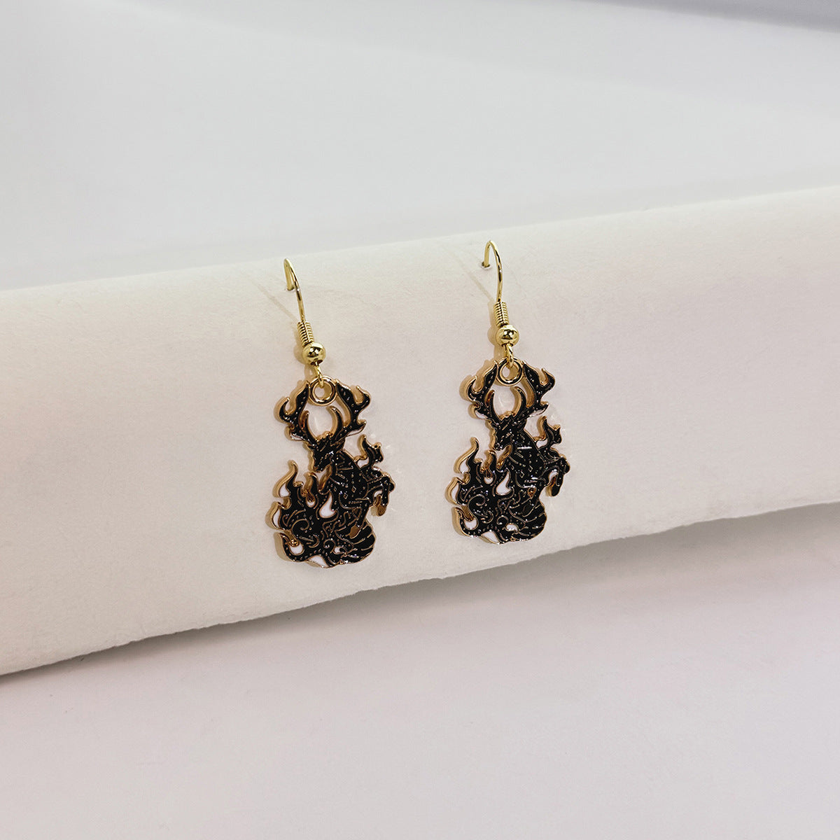 Wholesale Dark Style Cat Halloween Horror Funny Oil Drop Rose Phoenix Earrings