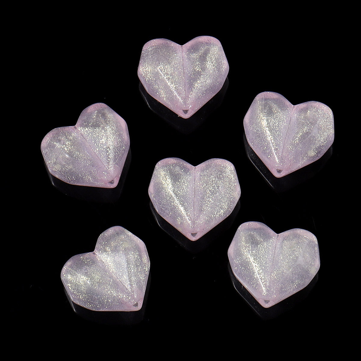 Wholesale Random 100pcs luminous colored cut three-dimensional heart-shaped acrylic beads