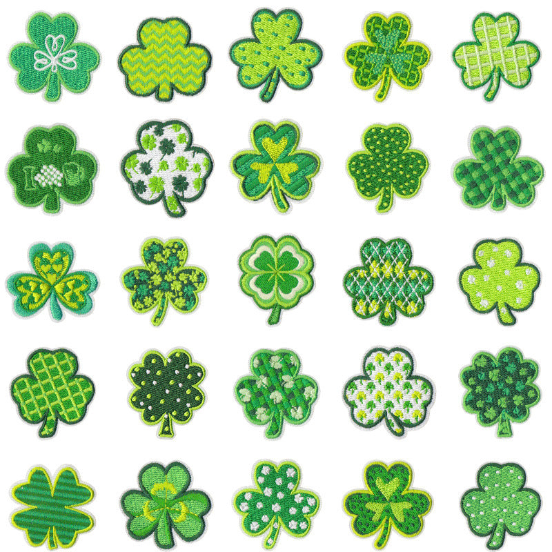 Wholesale St Patrick S Day Green Clover Leaf Embroidered Patch Set 25Pc Coat Fashion Accessory