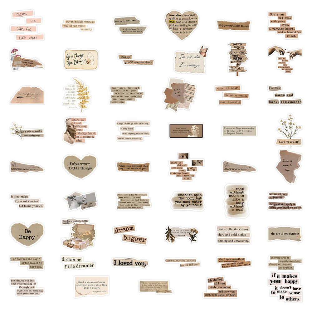 Wholesale 53 Vintage Inspirational English Phrase Waterproof Vinyl Stickers