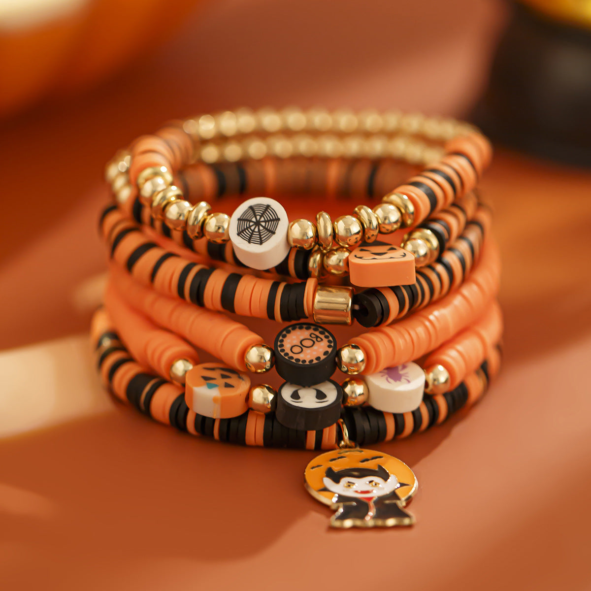 Wholesale Halloween Ghost Pumpkin Ghost Witch Multi-layered Clay Bracelet