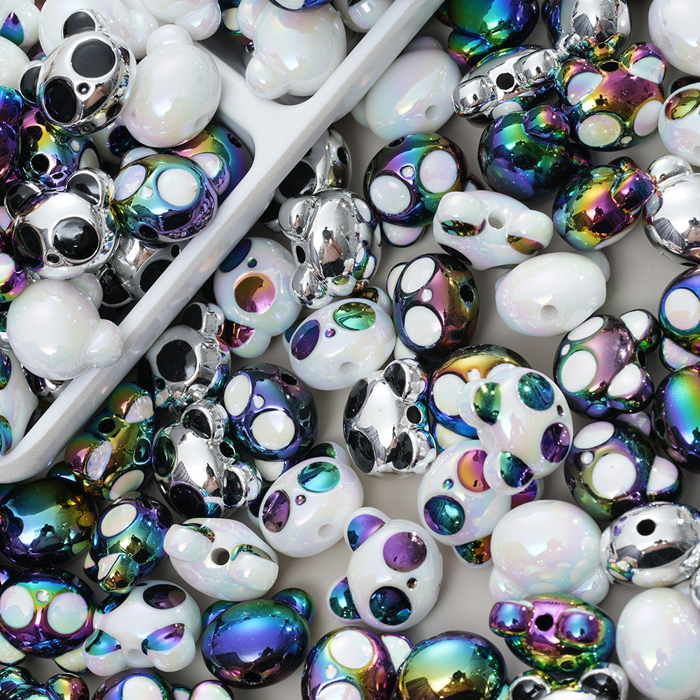 Wholesale 20pcs Cute Bear Head Panda Simple Perforated Bead DIY