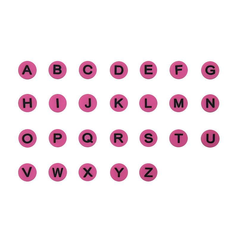 Wholesale 100pcs/pack Horizontal hole 26 letters bracelet silicone flat beads