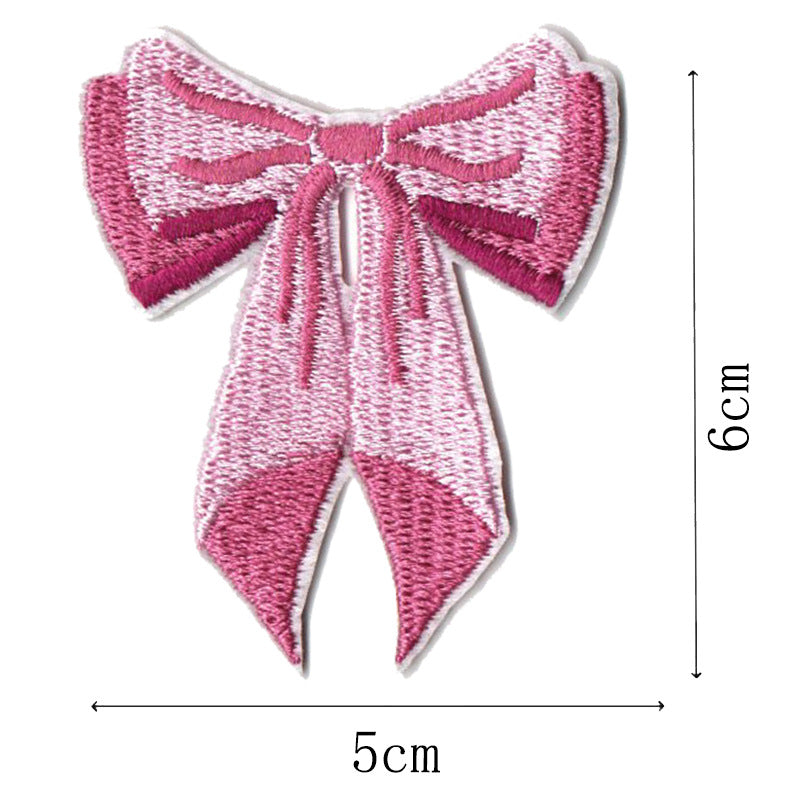 Wholesale Pink bow embroidery DIY Patches