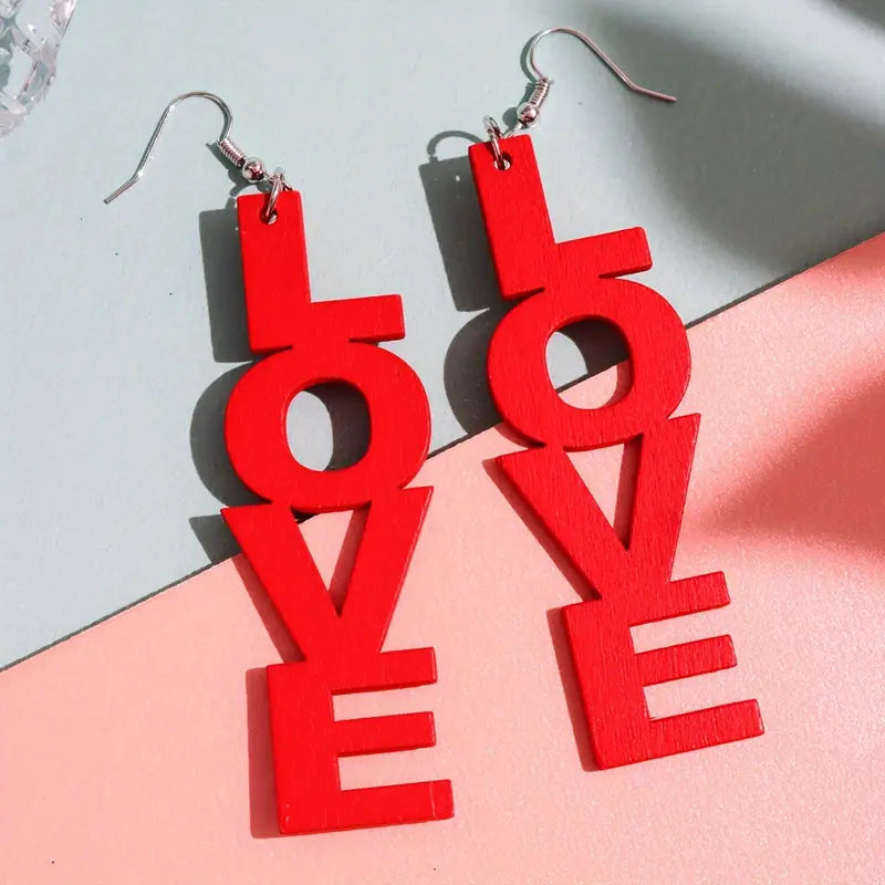 Wholesale LOVE English letter long Valentine' s Day acrylic earrings