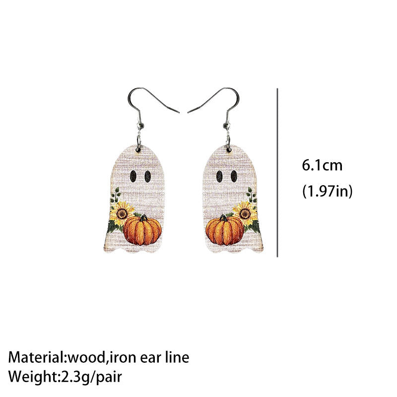 Wholesale 2pairs/pack Thanksgiving Specter Wood Earrings