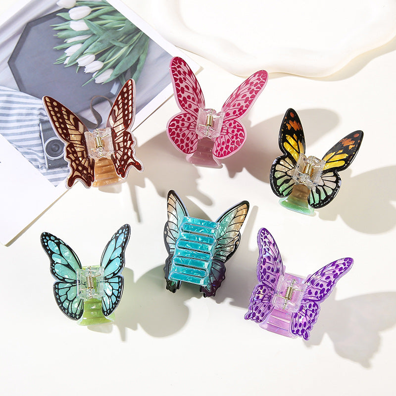 Wholesale Butterfly Print PVC Hair Claw Clip Chic Everyday Hair Accessory Boutique Resale Gift