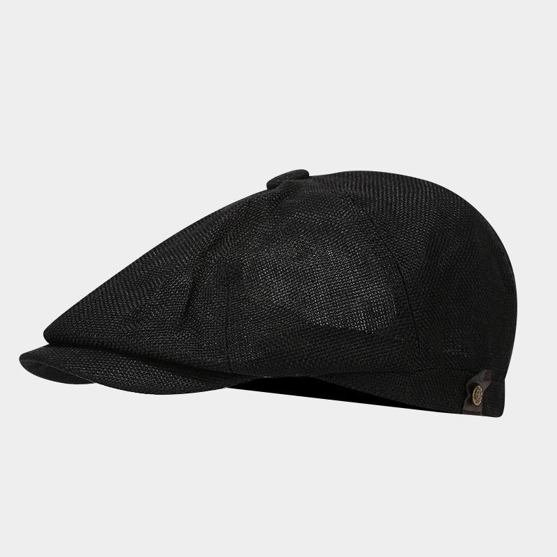 Wholesale Thin Breathable Imitation Linen British Retro Casual Short Brim Cap