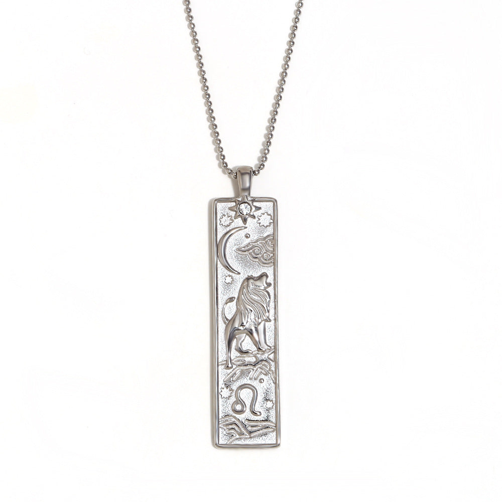 Wholesale Stainless steel plated square twelve zodiac sign necklace