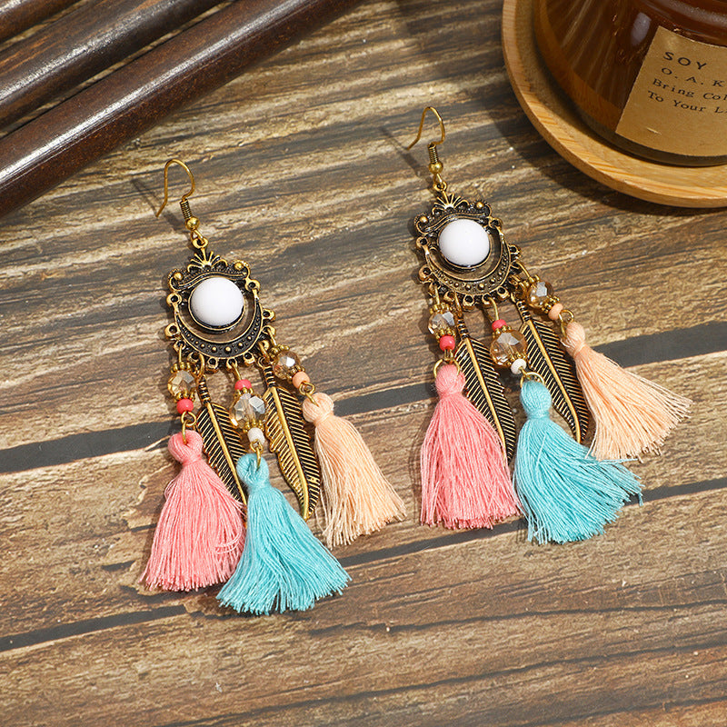 Wholesale Vintage Long Tassel Bohemian Earrings