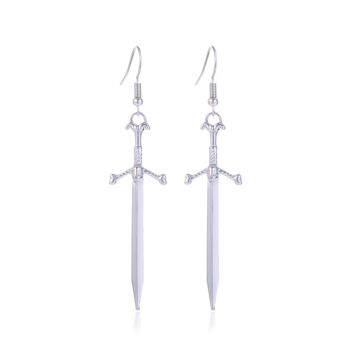 Wholesale Gothic Medieval Sword Earrings Silver Chain Cross Drop Jewelry Accessory Party Style