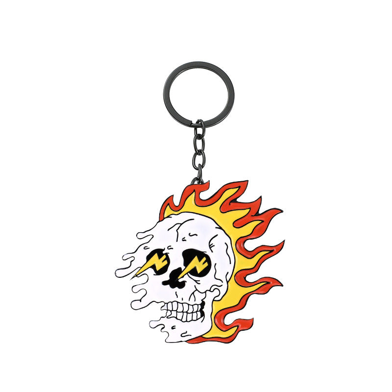 Wholesale 100pcs/pack Halloween Flame Skeleton Zinc Alloy Keychains