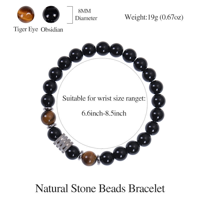 Wholesale 8mm Frosted Stone Beaded Stainless Steel Bracelet for Men