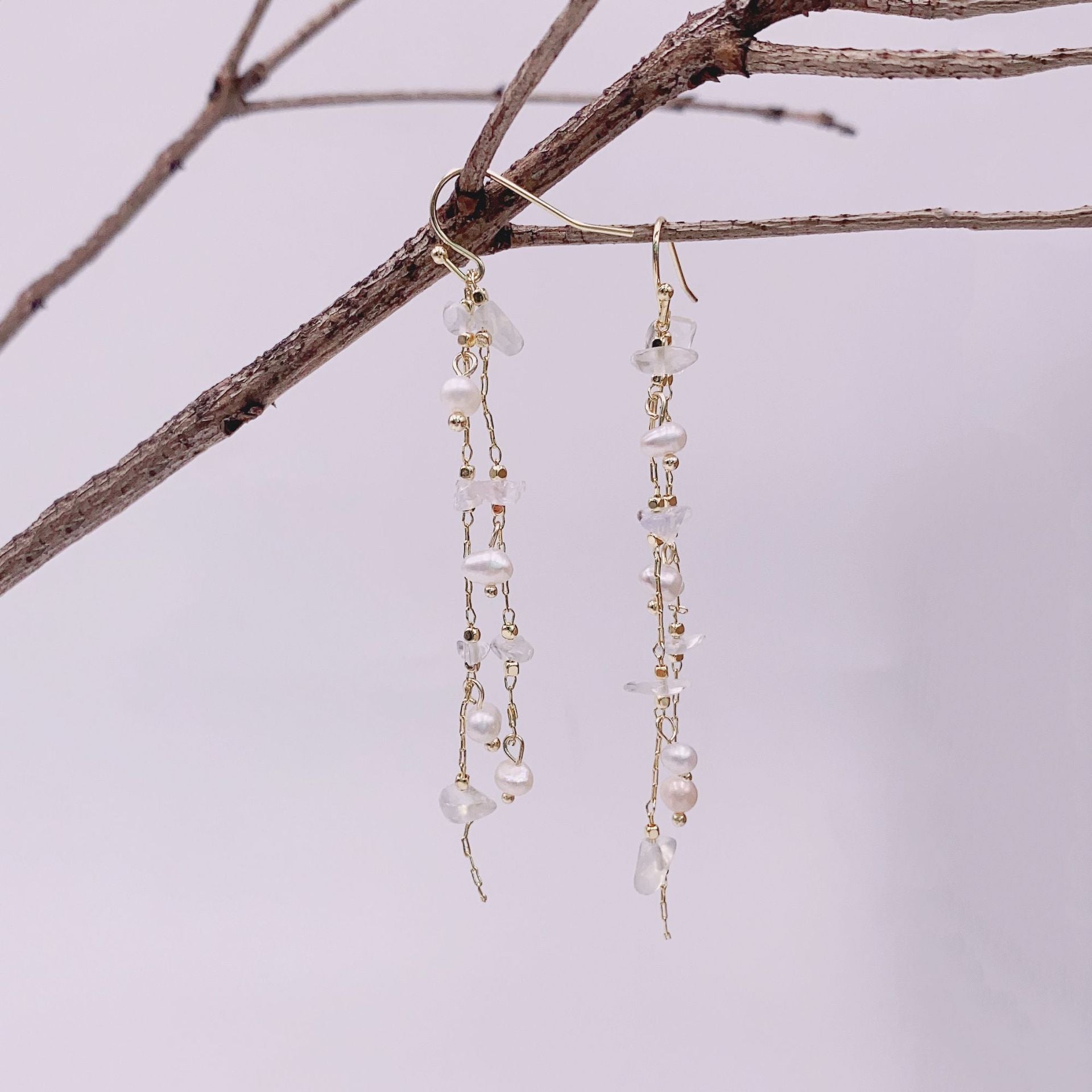 Wholesale Baroque Pearl Natural Color Stone Earrings