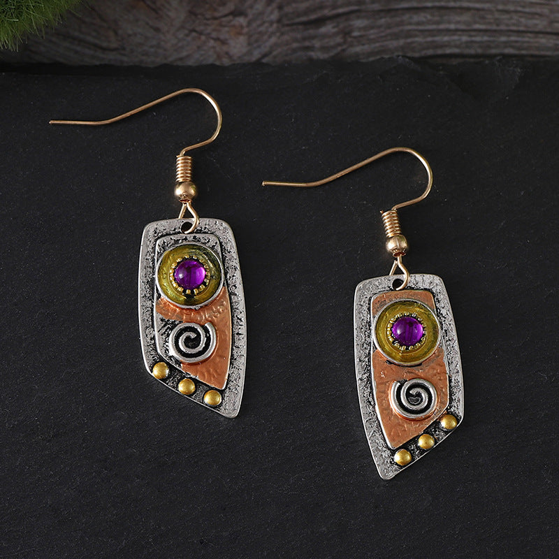 Wholesale Vintage Leather Pattern Earrings
