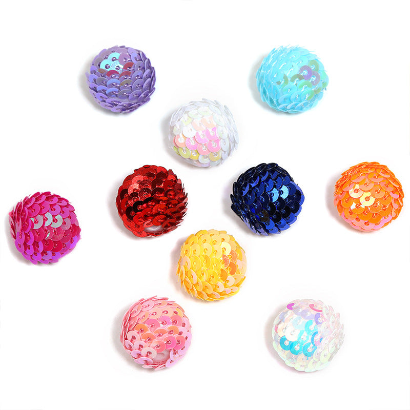 Wholesale Random 50pcs/pack  Colorful fish scale sequined spheres with straight holes