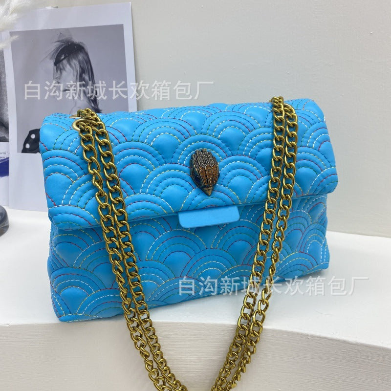 Wholesale Rainbow Embroidery Chain Shoulder Crossbody Small Square Bag