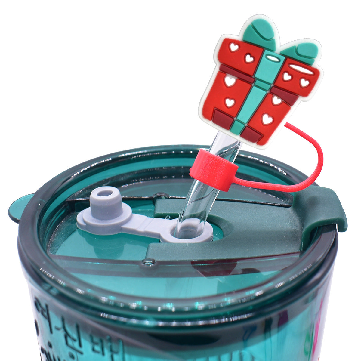 Wholesale Random 100pcs Valentine' s Day  Universal 10mm Reusable Soft Glue Straw Tube Cap