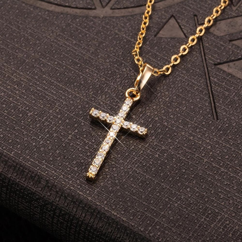 Wholesale Square Zircon Cross Alloy Necklace
