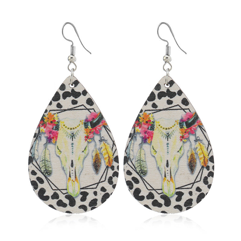 Wholesale Drop Long Western Style Wooden Earrings