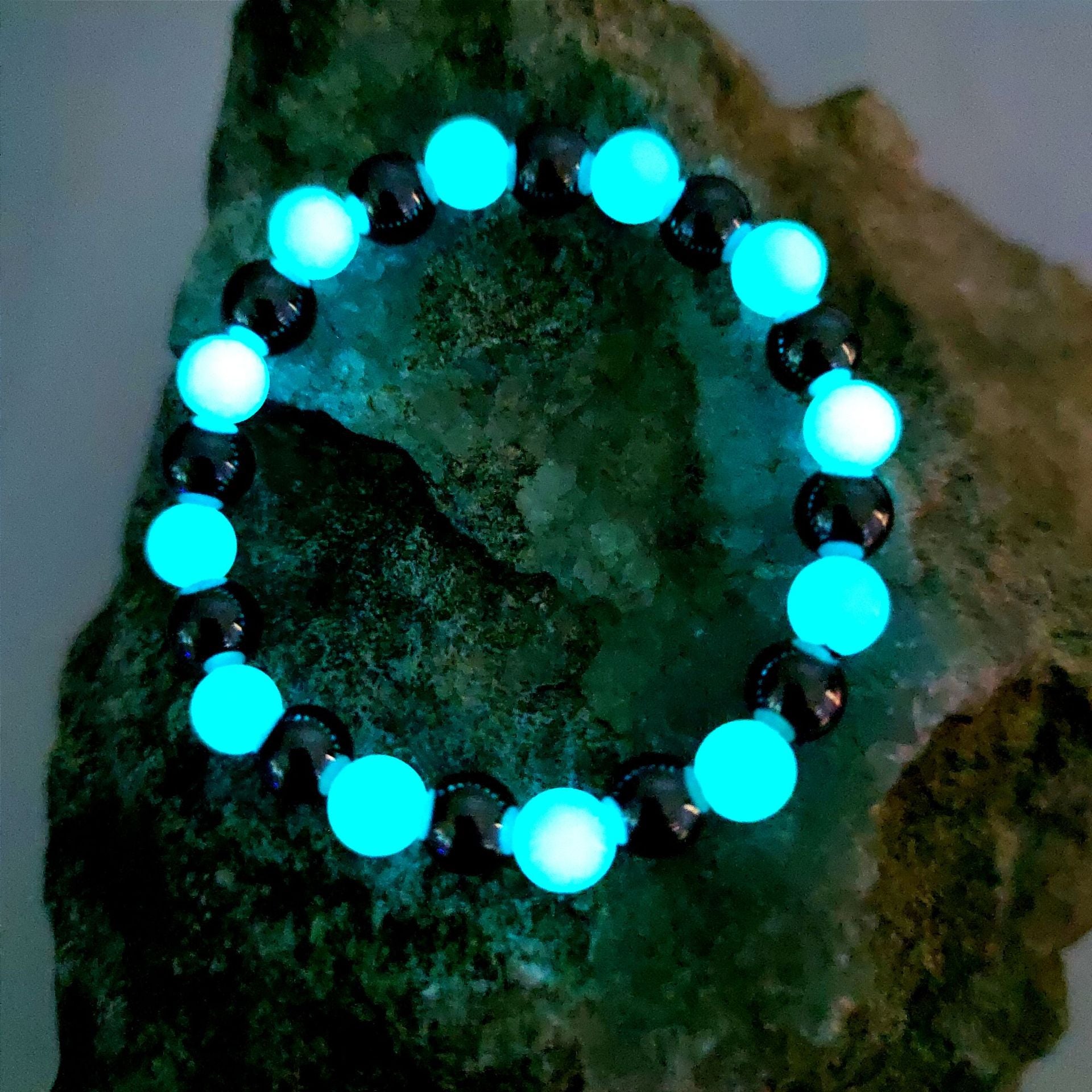 Wholesale Luminous obsidian couple' s best friend fluorite bracelet