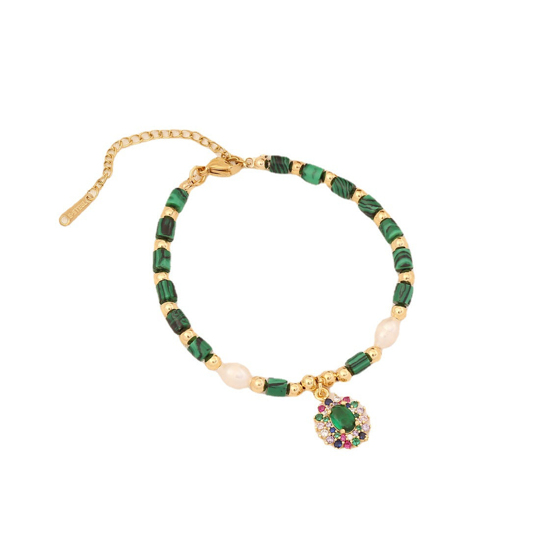 Brazalete de cobre de perlas de ojo natural de piedra al por mayor